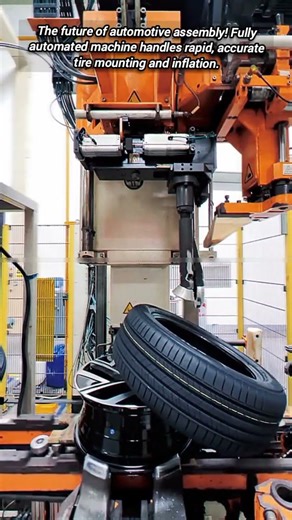 Advanced machine performs fast, precise tire and rim assembly.