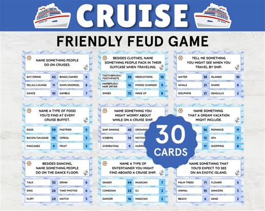 Cruise Family Feud Game: Printable Vacation Activity (digital Download) - Etsy