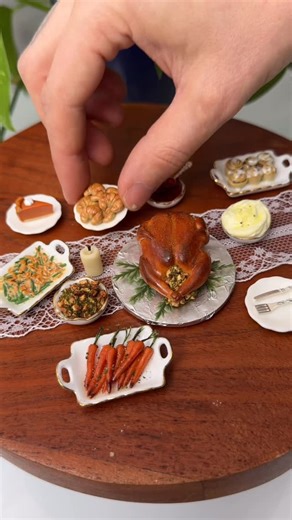 Blick Art Materials on Instagram: "Give thanks🙏 for the little things this Thanksgiving!🦃 Watch as artist🖌️ Deanna Shaver creates a mini model of the big meal with all its delicious details, using products from Blick. Artist: @sweetreplica Materials: Liquid Sculpey - Clear, Staedtler Fimo Soft Polymer Clay, Staedtler Fimo Translucent Effect Polymer Clay, PanPastel Artists’ Painting Pastel, PanPastel Artist Painting Pastel, Holbein Pastel Brush - 1/4”, Colour Shaper Tool Set"