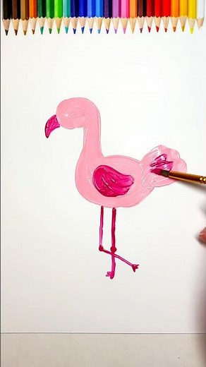 How to Draw and Paint a Cute Flamingo | Draw a Flamingo Easy #cutedrawing #easydrawing #drawing