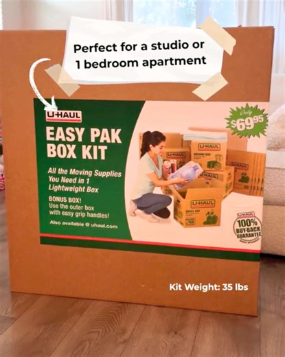 Need to move in a hurry? The U-Haul Easy Pak Moving Box Kit is designed for grab-and-go convenience. This compact kit has all the essential supplies to move a studio or 1-bedroom apartment. Order your kit now: http://uhaulco.com/7JSU50WhNje #MovingSupplies #UHaul #MovingTips | U-Haul