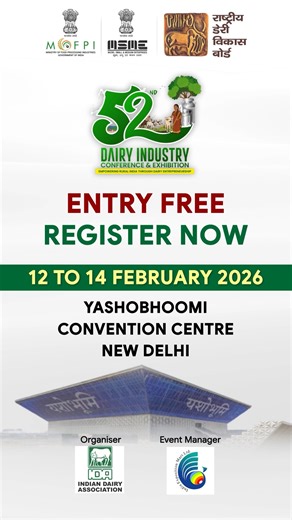 52nd DIC Where India's Dairy #Businesses Comes to Source, Upgrade & Scale India’s biggest #dairy marketplace brings the entire value chain together under one roof. At the 𝟓𝟐𝐧𝐝 𝐃𝐚𝐢𝐫𝐲 𝐈𝐧𝐝𝐮𝐬𝐭𝐫𝐲 𝐂𝐨𝐧𝐟𝐞𝐫𝐞𝐧𝐜𝐞 & 𝐄𝐱𝐡𝐢𝐛𝐢𝐭𝐢𝐨𝐧 (𝐃𝐈𝐂 𝟐𝟎𝟐𝟔), meet decision-makers, discover innovations, and source solutions across technology, processing, quality, logistics, nutrition, and more. From farm to finished products, this is where real business conversations turn into growth o