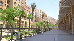 Buildings and landscapes inside a modern residential complex