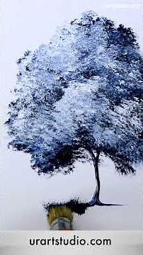 How to Paint a Black & White Tree | Minimalist Acrylic Art | Oval Brush #landscapeart #painting