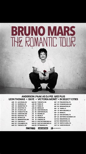 Bruno Mars Announces The Romantic Tour Presale