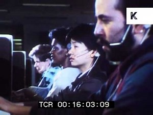 1980s USA Office, Telephone Operators, People at Computers, Archive Footage
