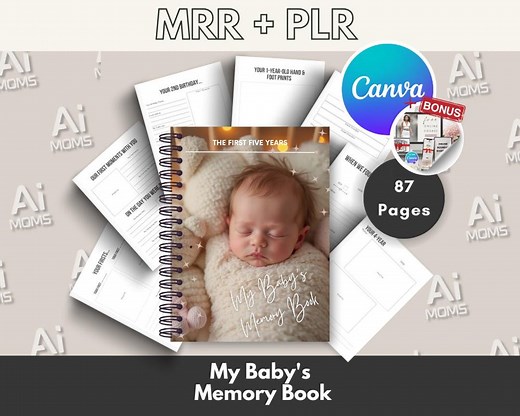 Printable Baby Memory Book: First Five Years, Milestone Tracker (canva Templates) - Etsy