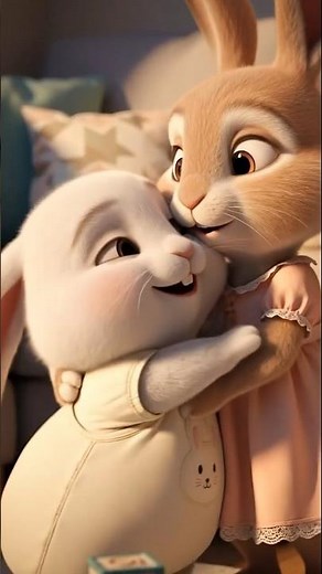 Bella surprise kiss to Baby Bunny!💖 The Bunny Family Show's Sweetest Sibling Short #bunny #rabbit