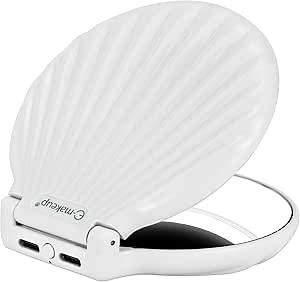 Compact Makeup Mirror with Lights - 3.5" Portable, 2-Sided, Lightweight & Shatterproof, Folding Magnifying Mirror 2X/10X, for Women