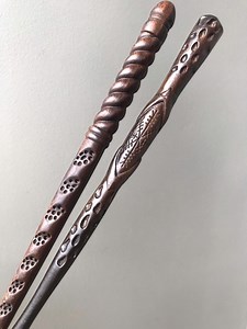 Hand-carved Wooden Magic Wands: Viking & Celtic Wiccan Set - Etsy UK