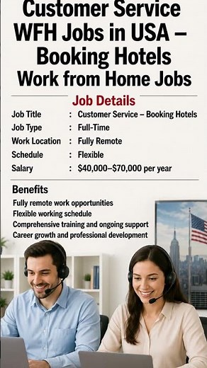 Customer Service Work From Home Jobs 2026 | Booking Hotels Remote Jobs USA | Earn $40K–$70K/Year