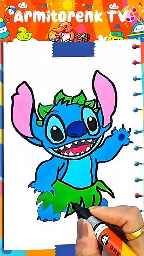 How to Draw Stitch for Kids | Easy Step-by-Step Cartoon Drawing