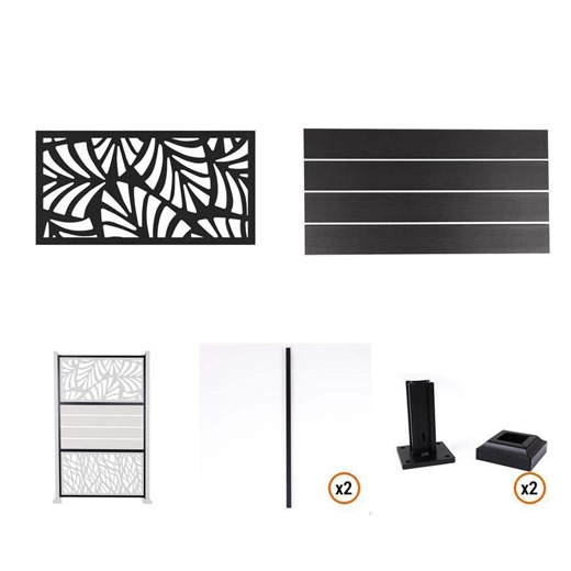 Deckorators Outdoor Privacy Screen Kit with Palm Insert and Slate Panels for Flat Surface Installation - The Home Depot