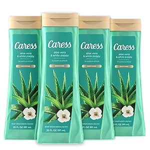 Caress Body Wash Aloe Vera & White Poppy To Soothe and Refresh Soothing Body Soap 20 fl oz, Pack of 4