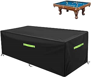 GEMITTO 7/8/9 ft Pool Table Cover, Waterproof Billiard Cover Polyester Fabric for Snooker Billiard Table (102x53x32in) Black