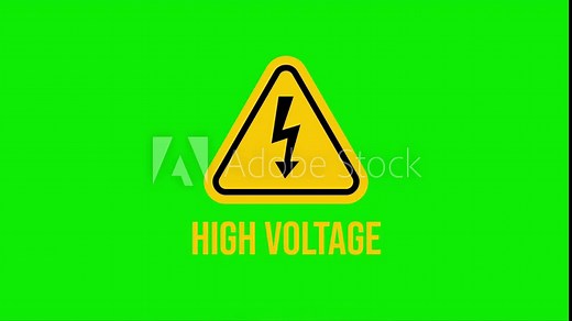 4K animation of a High Voltage sign symbol in motion. It warns of electrical hazards and promotes safety.