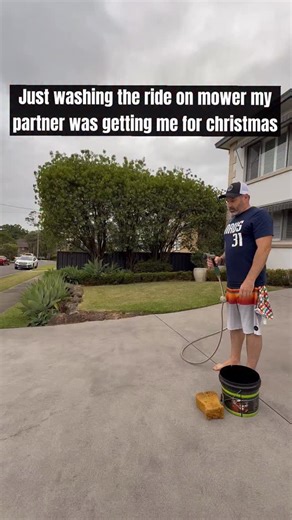 Nathan Stafford on Instagram: "Cleaning my new Ride on lawnmower my partner got me for Christmas. #christmas #lawncare #fun"