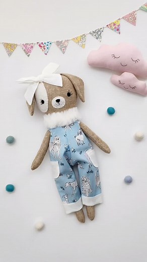 1.8K views · 750 reactions | This is one of my favourite dolls to make because I love dogs, and what's better than a puppy dressed up in dog fabric overalls? 勺 #handmadedoll #handmadefabricdoll #handmadeclothdoll #dogdoll #puppydoll #dollpattern #dollpatternandtutorial #dollmakingprocess #keepsakedoll #nurserydoll #nurserydecor #dollmaker #dollartist #dolldesigner #deerdarlingdolls | Deerdarlingdolls | Facebook