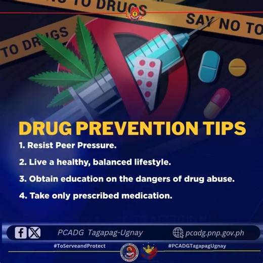 DRUG PREVENTION TIPS #SerbisyongMabilisTapatAtNararamdaman #BagongPNPSaBagongPilipinas #PCADGTagapagUgnay DISCLAIMER: CTTO of the photos, videos, and optics. No copyright infringement. | PCADG Tagapag-Ugnay
