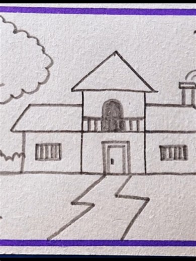 Beautiful House Drawing Tutorial from Letter 'H'
