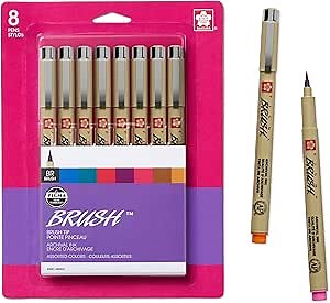 Amazon.com: SAKURA Archival Brush Pens, 8 Set, Colors may vary, 8 Piece