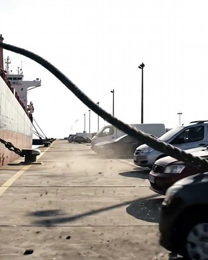 "What happens when a ship’s mooring rope suddenly snaps?"