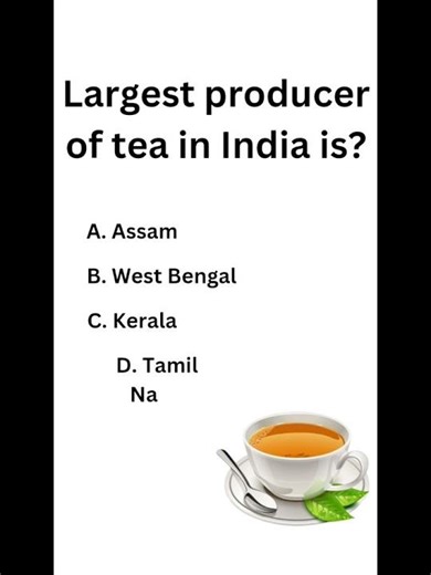 What makes ASSAM the Biggest Tea Producer in India?#tea#assam#india#shortsgk#ytshorts#shortsfeed#gk