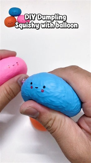 DIY Dumpling Squishy with Balloon 💙🩷🧡 #squishy #diy #craft #annacrafts