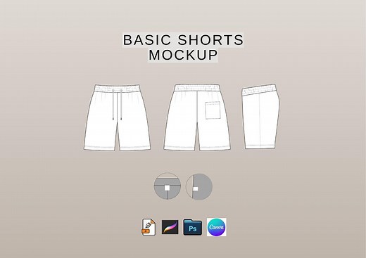 Shorts Mockup for Streetwear Clothing in AI, SVG, PNG, Sweat Shorts Flat Technical Drawing - Etsy