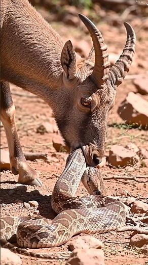 Mountain Goat vs Python: Unbelievable Showdown in the Wild! #snakeattack