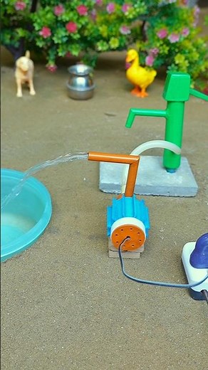 Mini hand pump project water with supply motor drinks horse and duck farm #waterpump #shorts #829