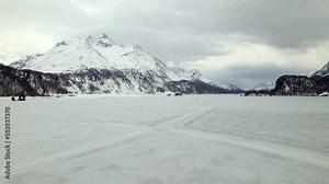 Frozen mountain lake in the Swiss alps.