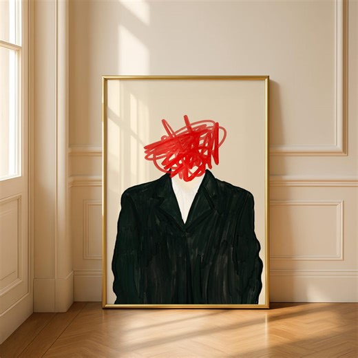 Red Scribble Abstract Art Print, Minimalist Modern Decor (digital Download) - Etsy