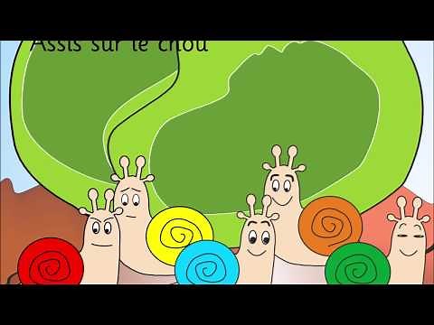 Cinq escargots assis sur un chou