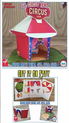 Build a 3D Circus Tent from Paper | Printable Big Top Diorama with an Elephant | Kids Craft