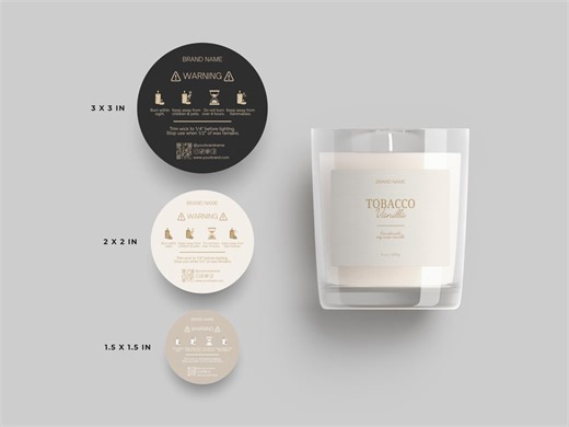 Custom Warning Labels, Candle Warning Signs, Candle Safety Labels, Product Warning Labels, Editable Canva Sticker - Etsy