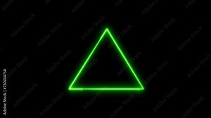 Glowing line triangle frame animation. Black background HD 4k video. animation on the black background. Neon glowing triangle frame animation.