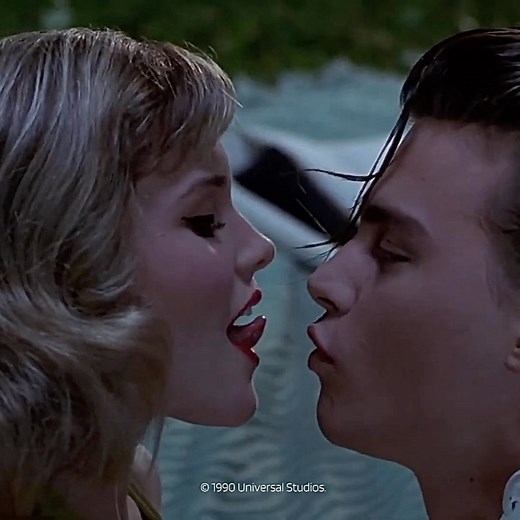@softnostalgias on Instagram: "French kiss scene from ‘Cry-Baby’ (1990)💋 Fun fact: According to an interview, Amy Locane was only 17 when she played the part of Allison and said she was young and didnt have much kissing experience. She said Johnny Depp basically taught her how to French kiss. via IMDb. #90s #johnnydepp"