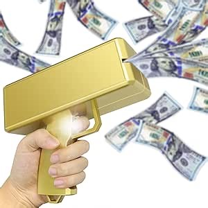 Super Money Guns Paper Playing Spary Money Gun Make it Rain Toy Gun, Handheld Cash Gun Fake Bill Dispenser Money Shooter Toy(Metallic Gold)