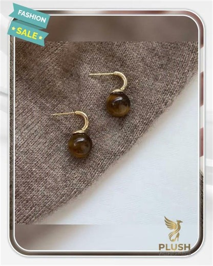 Tiger Eye Ball Drop Earrings