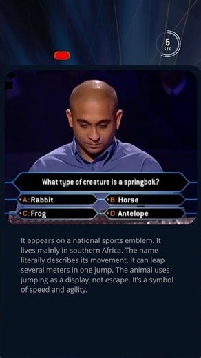 What Type of Creature Is a Springbok? #quiz #millionaire #trivia #animals #didyouknow #gameshow #tv