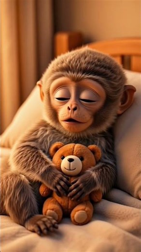Baby monkey's bedtime routine is the cutestthing ever 😴💕
