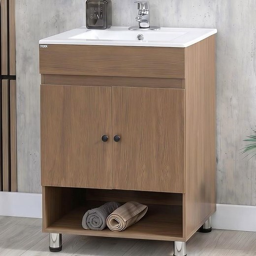 Mobi Muebles - Espejo y Mueble para Baño Sedona Disponible en color Nogal