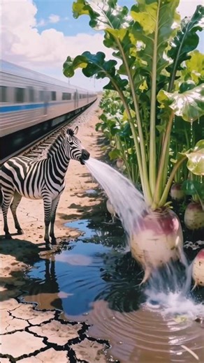 The lion saves the carrot plant from falling asleep by watering it 😭 #ai #tree #carrot #water #save