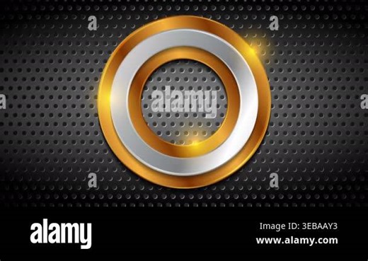 Bronze and silver moving rings on metallic perforated background Stock Video Footage - Alamy