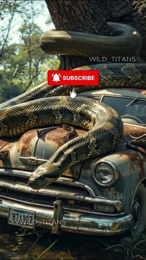 Giant Snake Found Wrapped Around Abandoned Car #shorts #snake #anaconda
