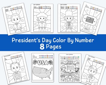 Color by Number President's Day Art Set - Educational Fun!