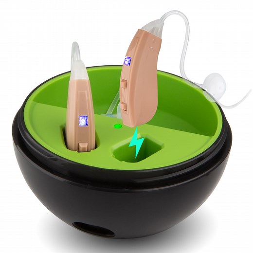 B10 Rechargeable Hearing Aid Behind the Ear with Portable Charging Case - Pair