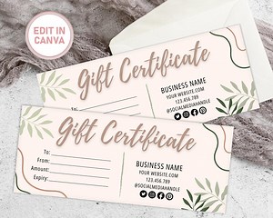 Editable Gift Certificate Template, Printable Gift Voucher, Editable Gift Certificate, Printable Gift Card, Small Business Supplies. - Etsy Canada