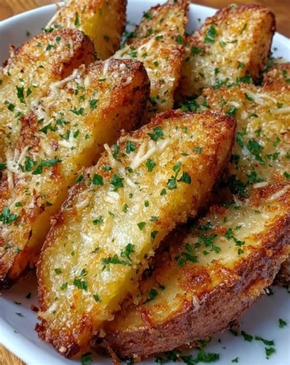 Crispy Garlic Parmesan Potato Wedges 🥔🧄🧀 Crispy on the outside, fluffy inside, and loaded with garlicky Parmesan goodness, these wedges are the ultimate side or snack! Main Ingredients For the Potatoes: • Russet potatoes • Olive oil For the Flavor: • Garlic & herbs • Parmesan cheese • Fresh parsley Full Recipe in C.o.ʍ.m.е.ո.τ. 💬 | Kinsley Recipes